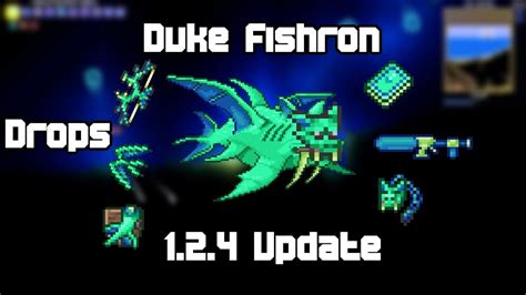 Its attacks are based on Duke Fishron , and the enchantments from the Force of Will , which it also drops. . Duke fishron drops